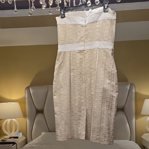 Milly Strapless Dress in Cream and White - Picture 3 of 15